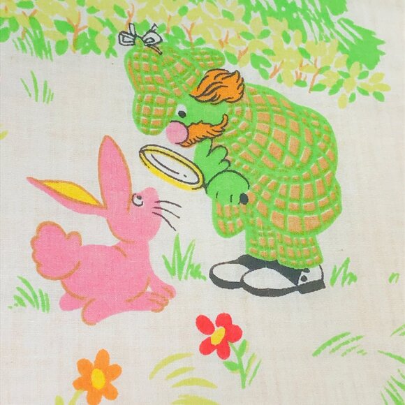 80s Sesame Street Muppets Camping TWIN Bed FLAT Top Sheet Vintage Bedroom Decor - Picture 11 of 13